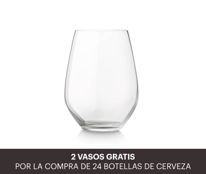 2 vasos de regalo por la compra de 24 botellas de cerveza