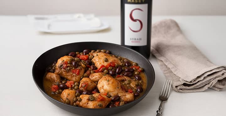 Pollo a la siciliana con Syrah Reserva