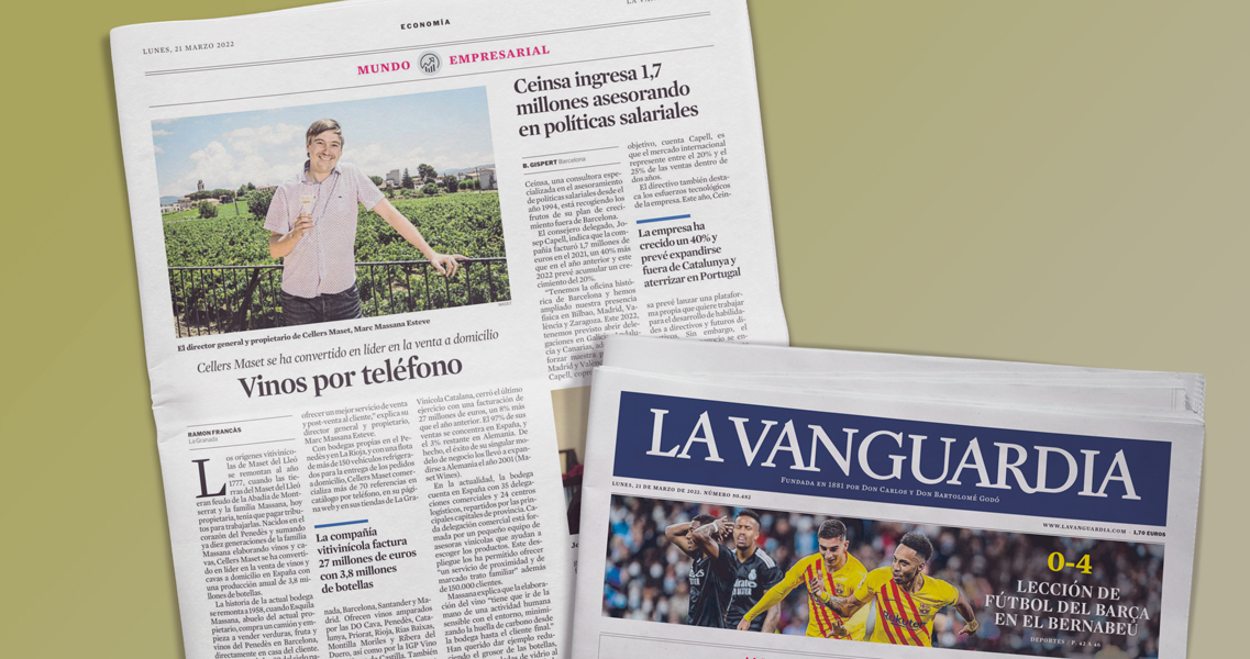 Article i portada del diari La Vanguardia del passat 21 de març