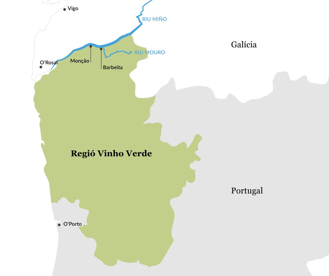 Mapa de la regió de Vinho Verde