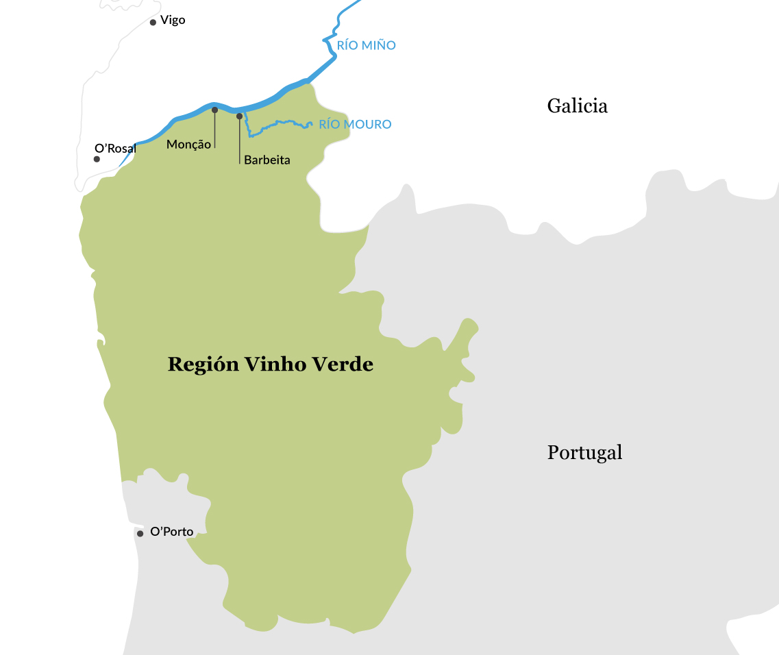 Mapa de la región de Vinho Verde